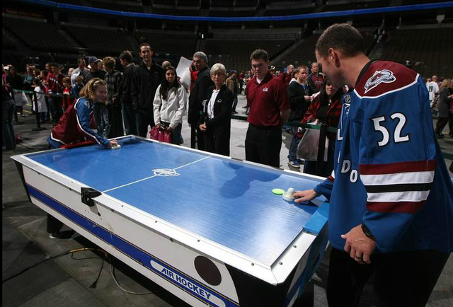 Adam Foote Playing Air Hockey @ Meet The Team Event - 2009