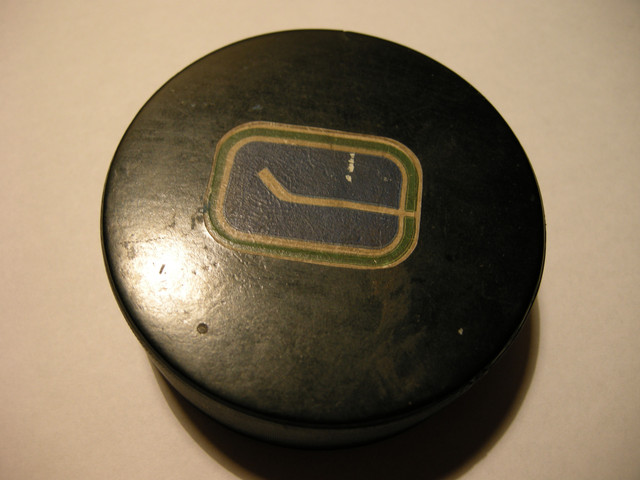 Vintage Vancouver Canucks Hockey Puck - Early 1970s