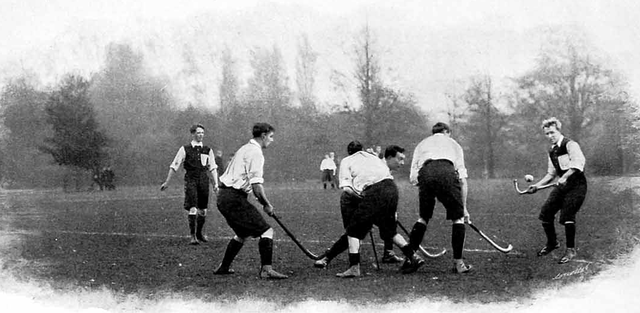Antique Oxford University Field Hockey Game Action - 1900
