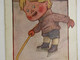 Antique Shinty / Bandy Postcard - Little Boy Lithograph - 1909