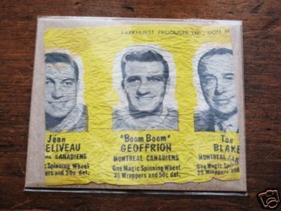 Ice Hockey Card Wrapper 1960