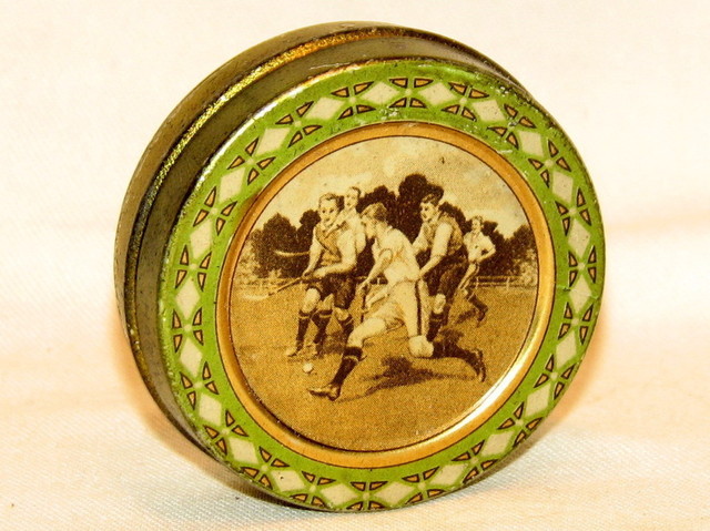 Antique Candy Tin - Harwig & Vogel - Field Hockey - 1920s