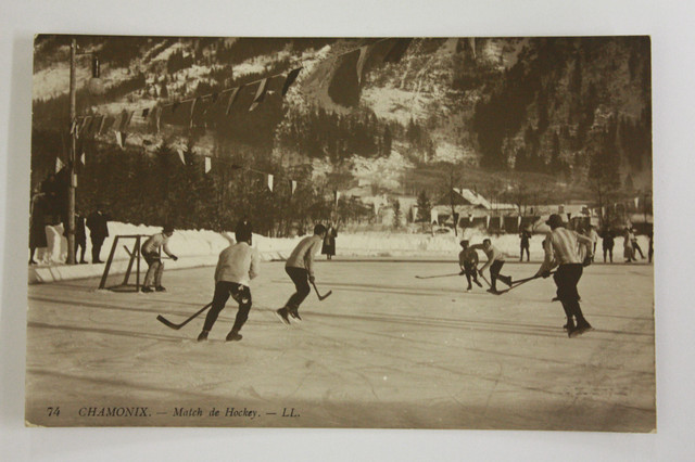 Antique Ice Hockey Game - Chamonix - France - 1924