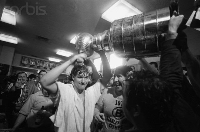 Bobby Orr Getting Stanley Cup Champagne Shower - May 11, 1970