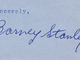 Barney Stanley - Signature / Autograph - 1968