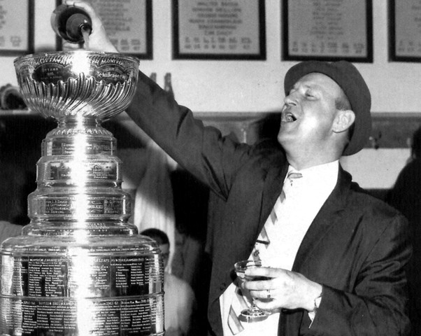 Punch Imlach Pours Champagne into the Stanley Cup - 1967