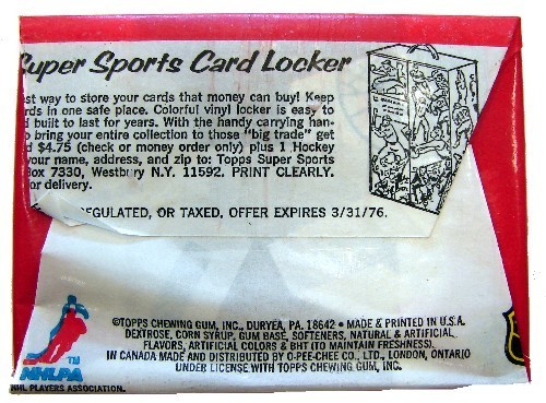 Hockey Card Wrapper 1975 1b