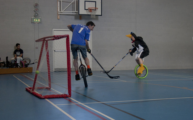 Unicycle Hockey - Penguin Scores a Goal - England - 2012